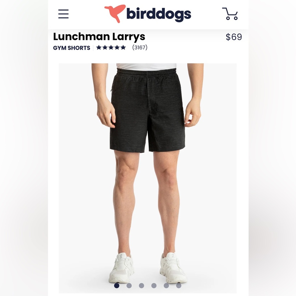 Birddogs men’s large gray black shorts. Drawstring inside, pockets 7 inch inseam